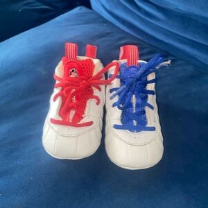 Nike Little Posite One “Photon Dust/Metallic Silver - Toddler 4C- Red/Blue